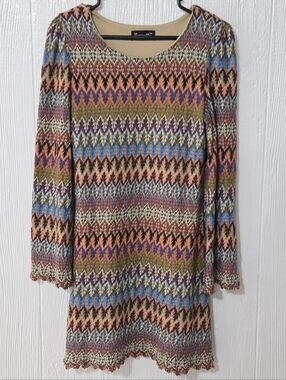 Basically Me boutique dress Boho Chevron Size L